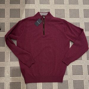 Peter Millar Men's Burgundy Zip-Up Sweater